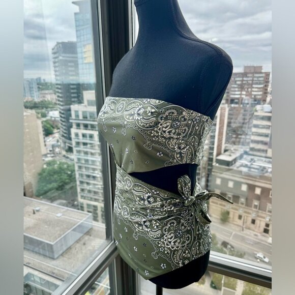 🆕 ZIMMERMANN 🧿 NWOT Paisley Scarf Sculpt Bandeau Swimsuit - Sz 3 - US 8, Green - Picture 7 of 15